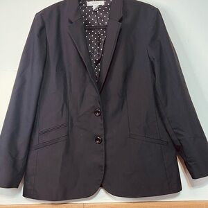 Chico's Black Polka-Dot Lined Two-Button Blazer